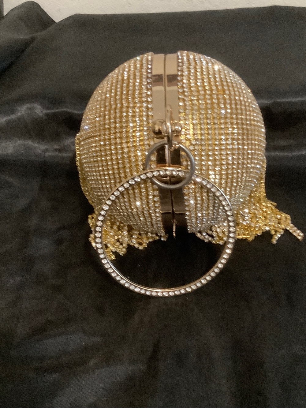 Gold Crystal Sphere Evening Clutch Bag